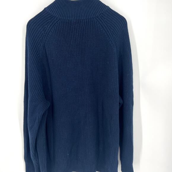 L.L. Bean Mens 100% Cotton Navy Cardigan Full Zip Sweater Pockets Size XL - Picture 2 of 8